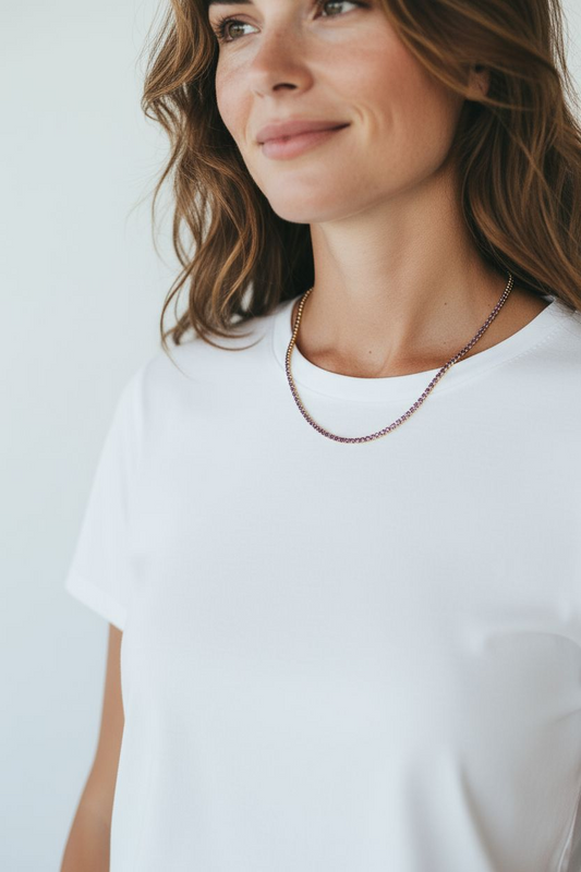 Collar Tennis Ajustable Circonitas Lila 3mm