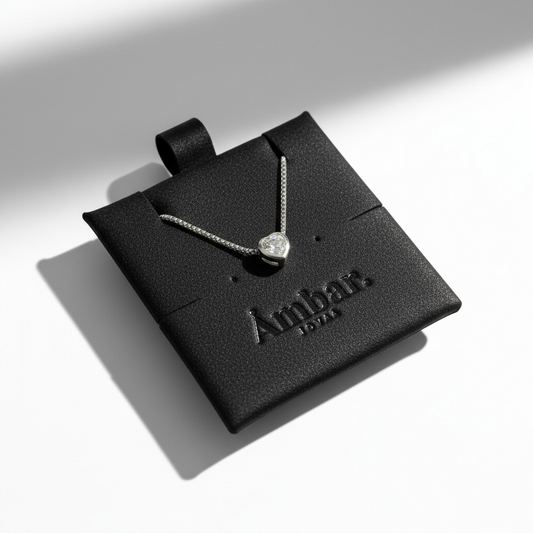 Collar con Dije Corazón Bisel - Baño de Rodio