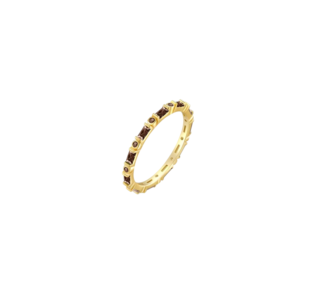 Anillo Crown Verde Chocolate - Plata 925