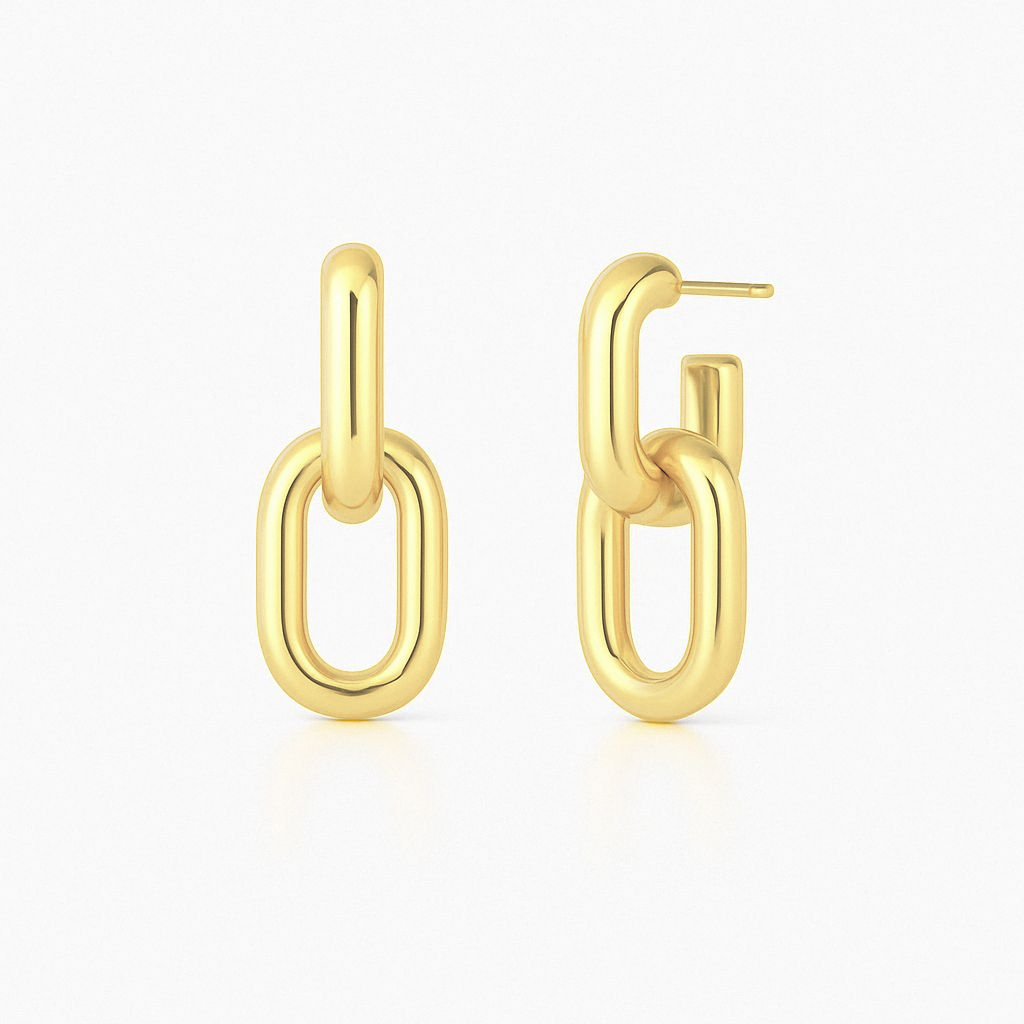 Aros Eslabones Plata 925 – Oro 18k