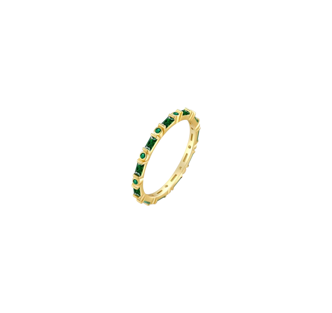 Anillo Crown Verde Esmeralda- Plata 925