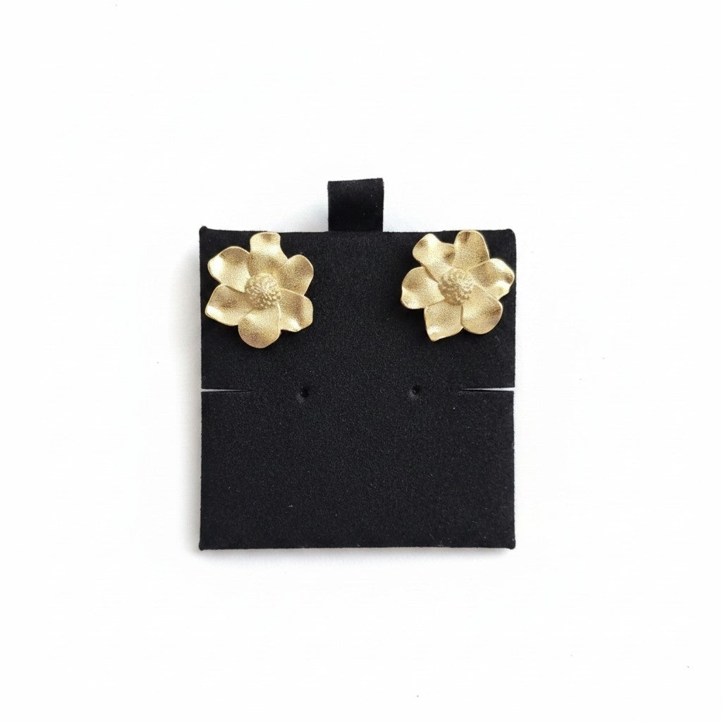 Aros Flor Grande Brillante - Baño de Oro 18k