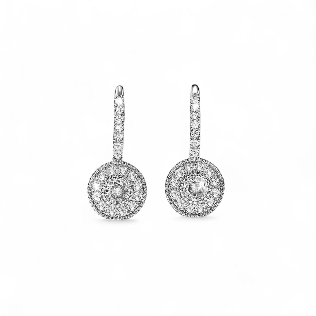 Aros Colgantes Halo en Rodio con Zirconias