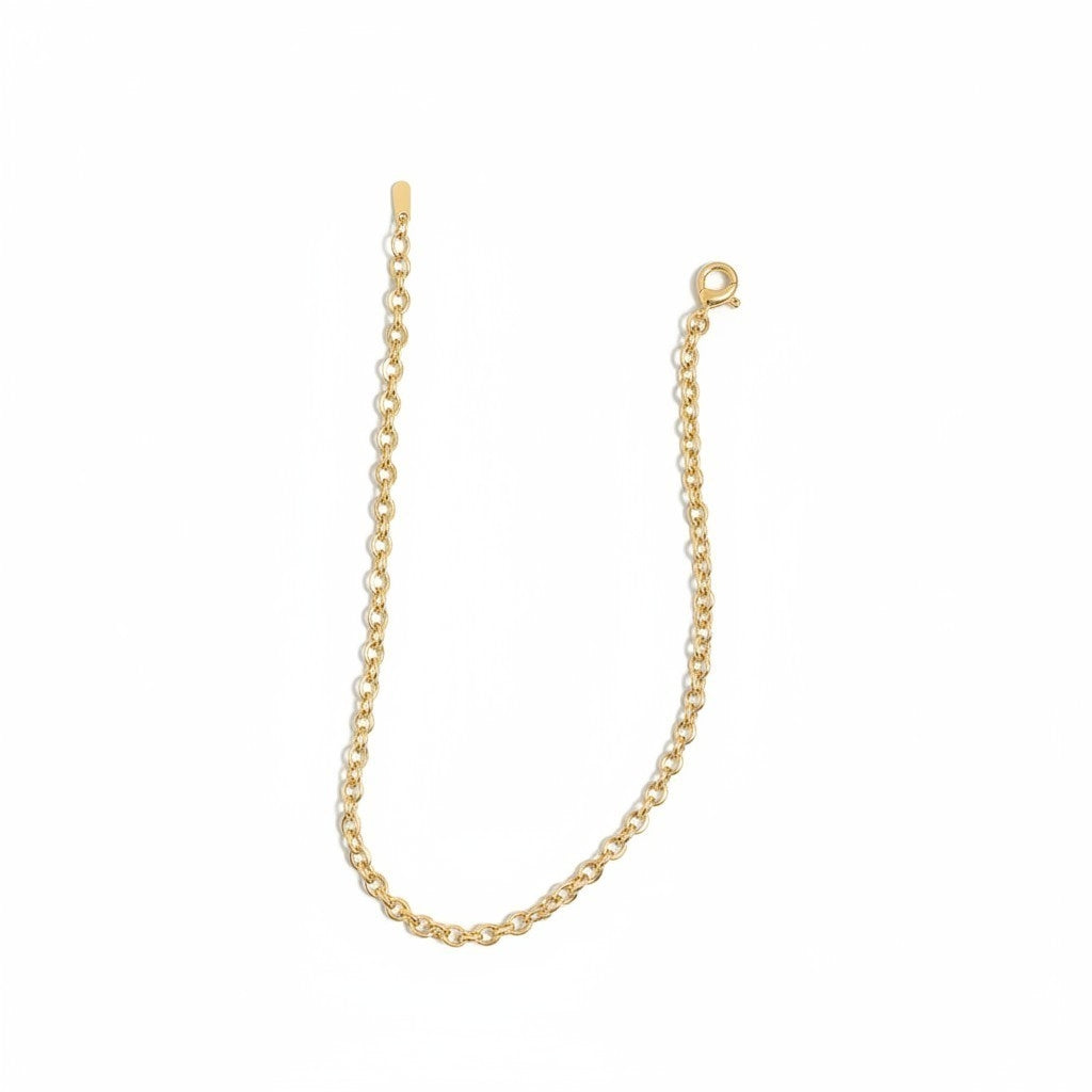 Pulsera Cadena Rolo con Circón – Baño de Oro 18k - Ámbar Joyas