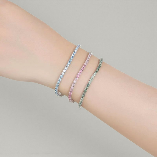 Pulsera Tennis Moissanita Celeste Degrade de 3mm en Plata 925