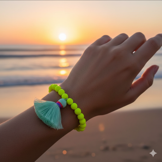 Pulsera Bolas Tassel Amarilla