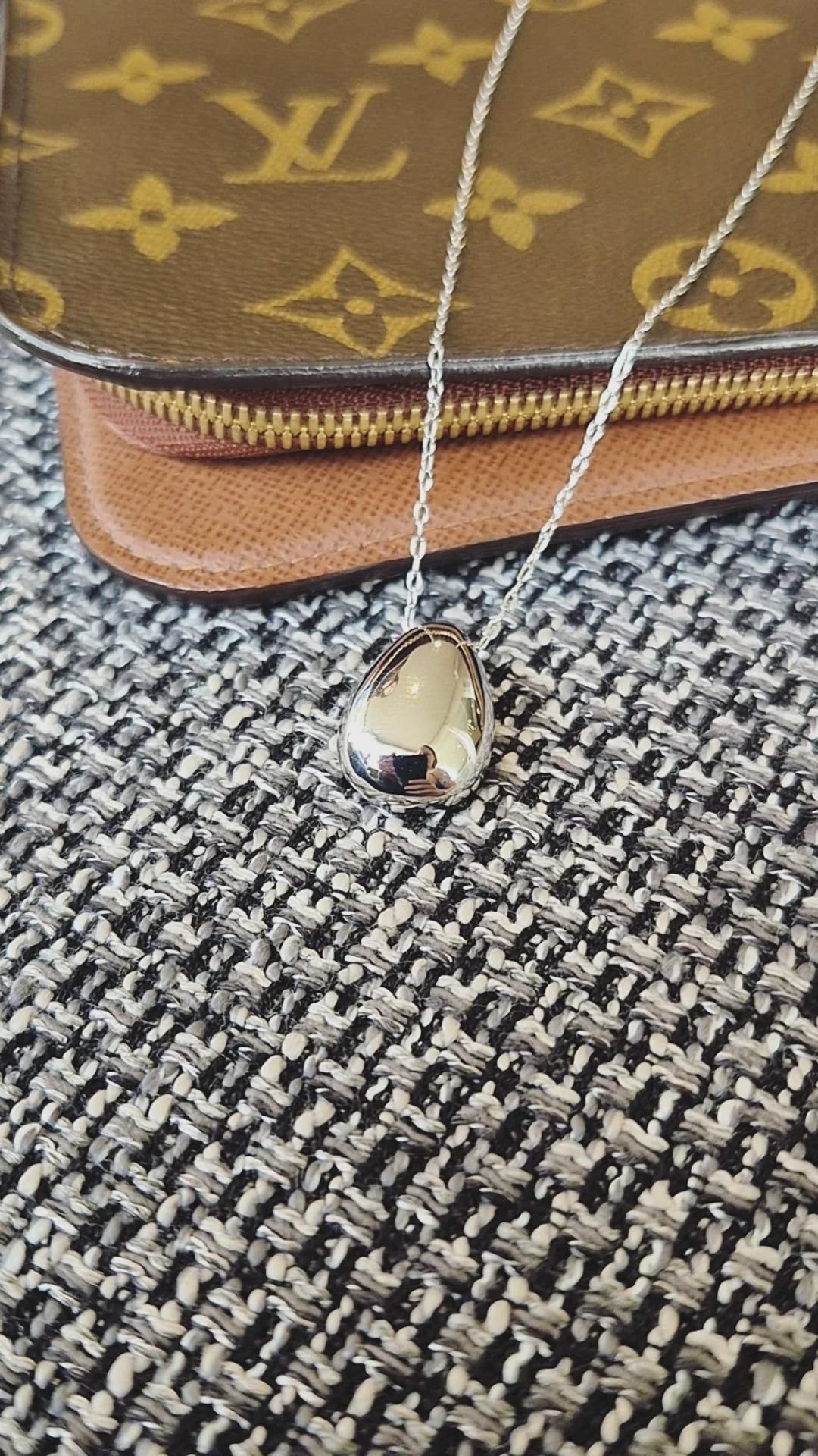 Collar Gota Pulida Plata 925 - Oro 18k