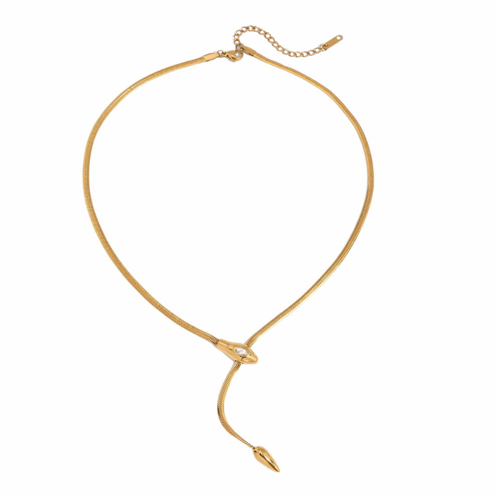 Collar Serpiente Ajustable en Baño de Oro 18k con Circonia – Joyería Moderna