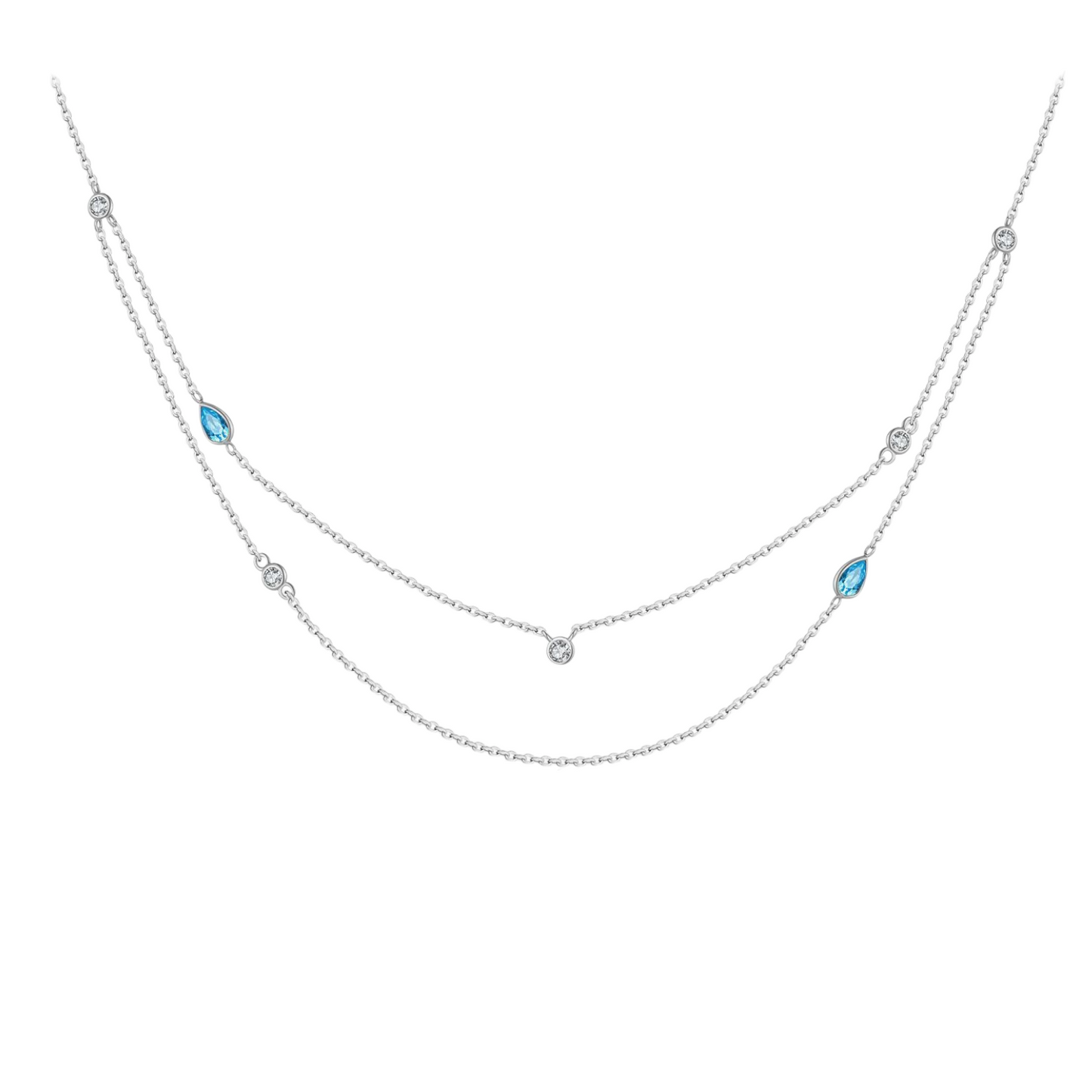 Cadena Doble Cadenas con Circones Plata 925 – Rodio
