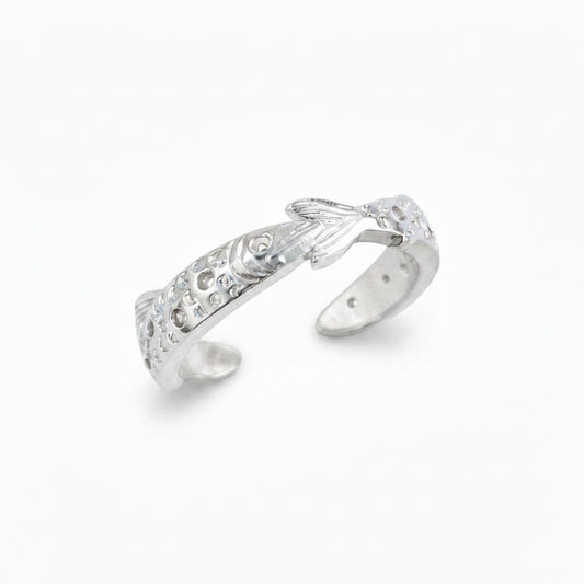 Anillo Ajustable Banda Pez Satinada – Baño de Plata - Ámbar Joyas (foto 2)