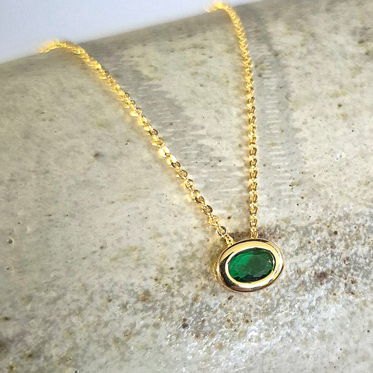 Collar Esmeralda Oval Punto de Luz - AMB-2106