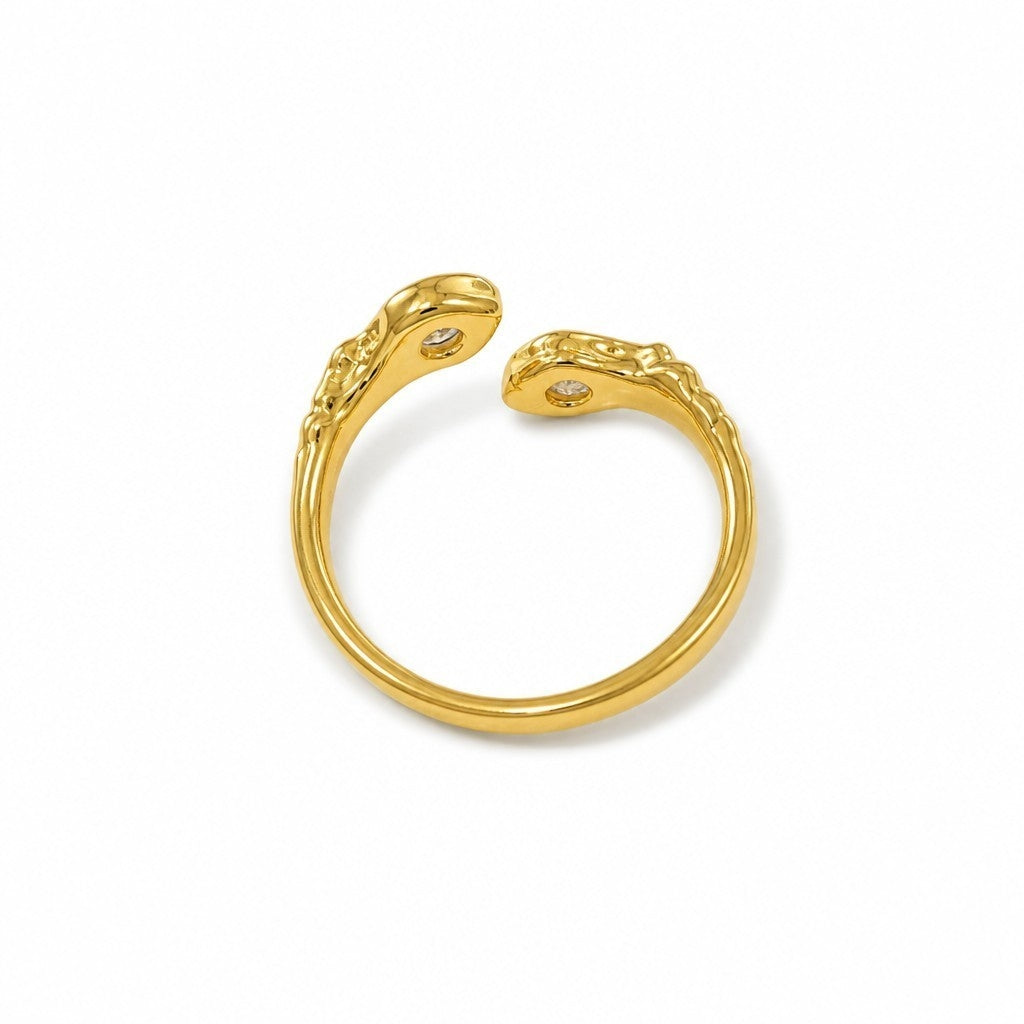 Anillo Ajustable Circones Pavé - Baño de Oro