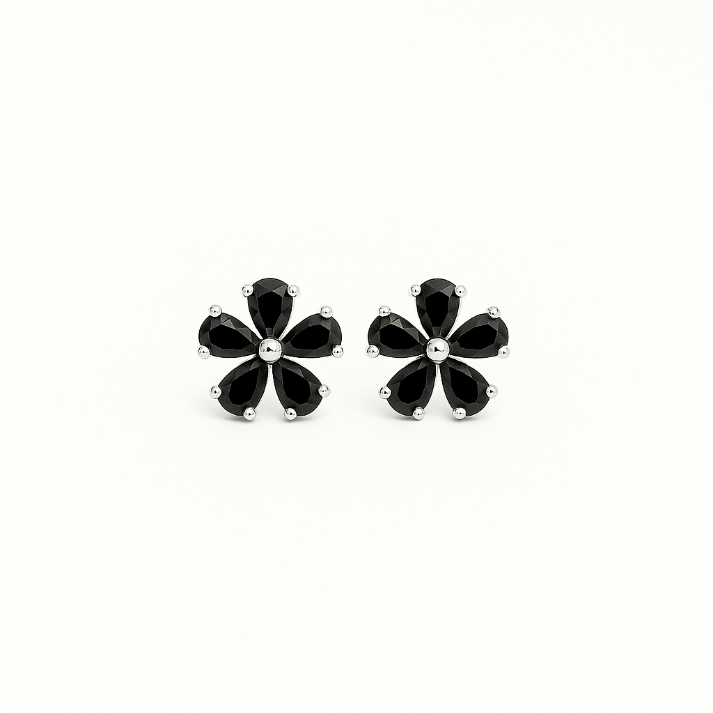 Aros Flores de Circones Negro