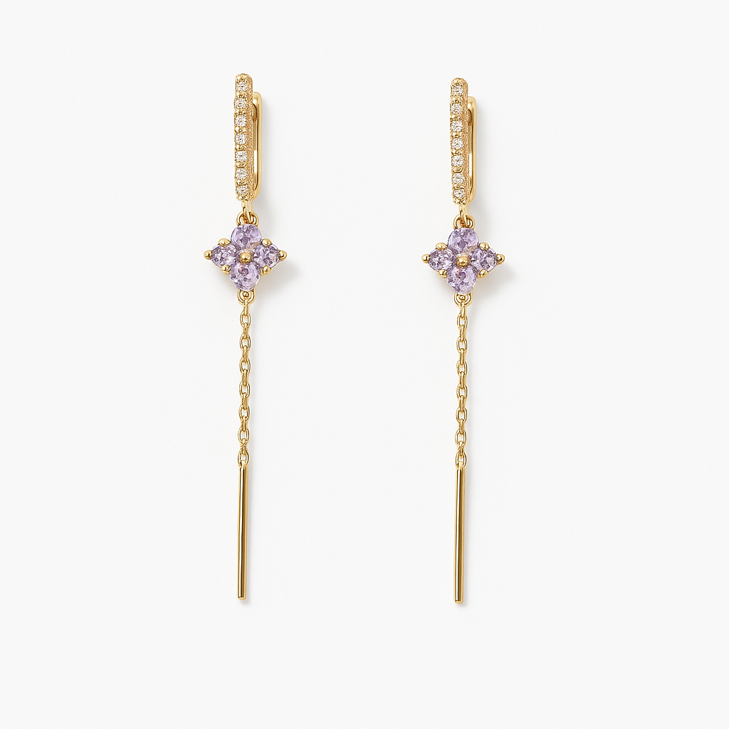 Argolla Flor Lila Colgante