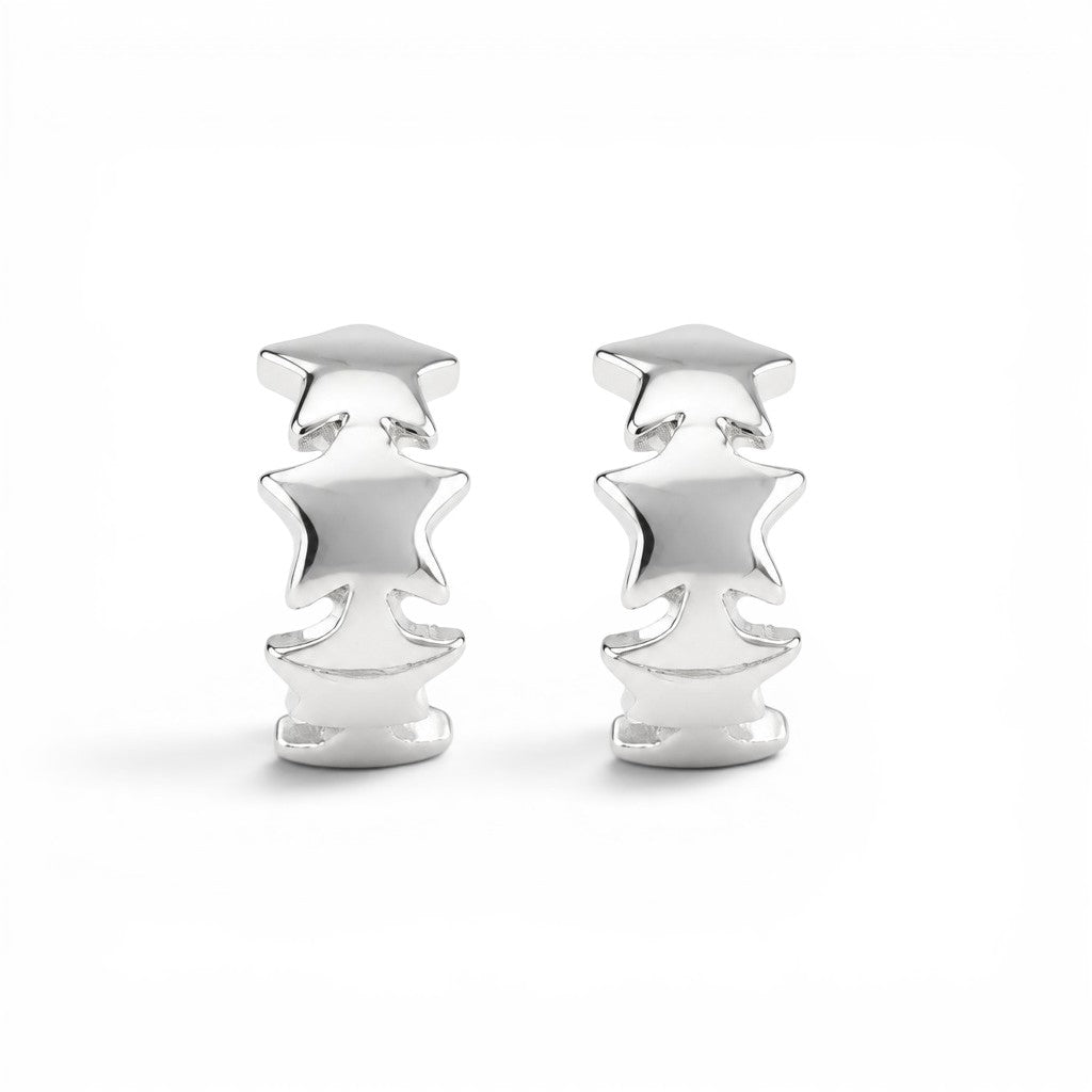 Aros Huggie Estrellas - Baño de Plata