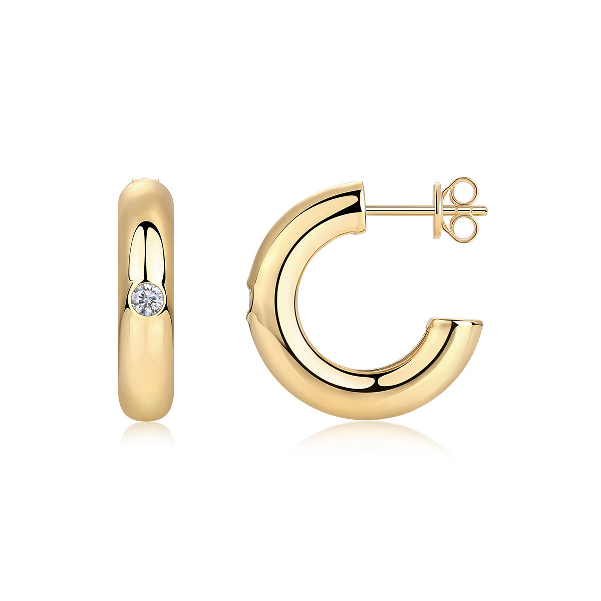 Argollas Chunky Moisanitas Plata 925 - Oro 18K