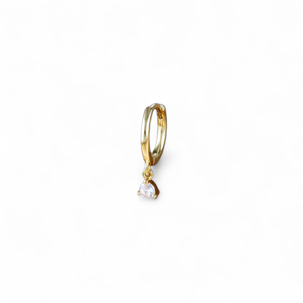 Pack 3 Aros para Piercings 18k– Argolla Lisa, Argollita Zirconias y Argolla Argolla con Dije