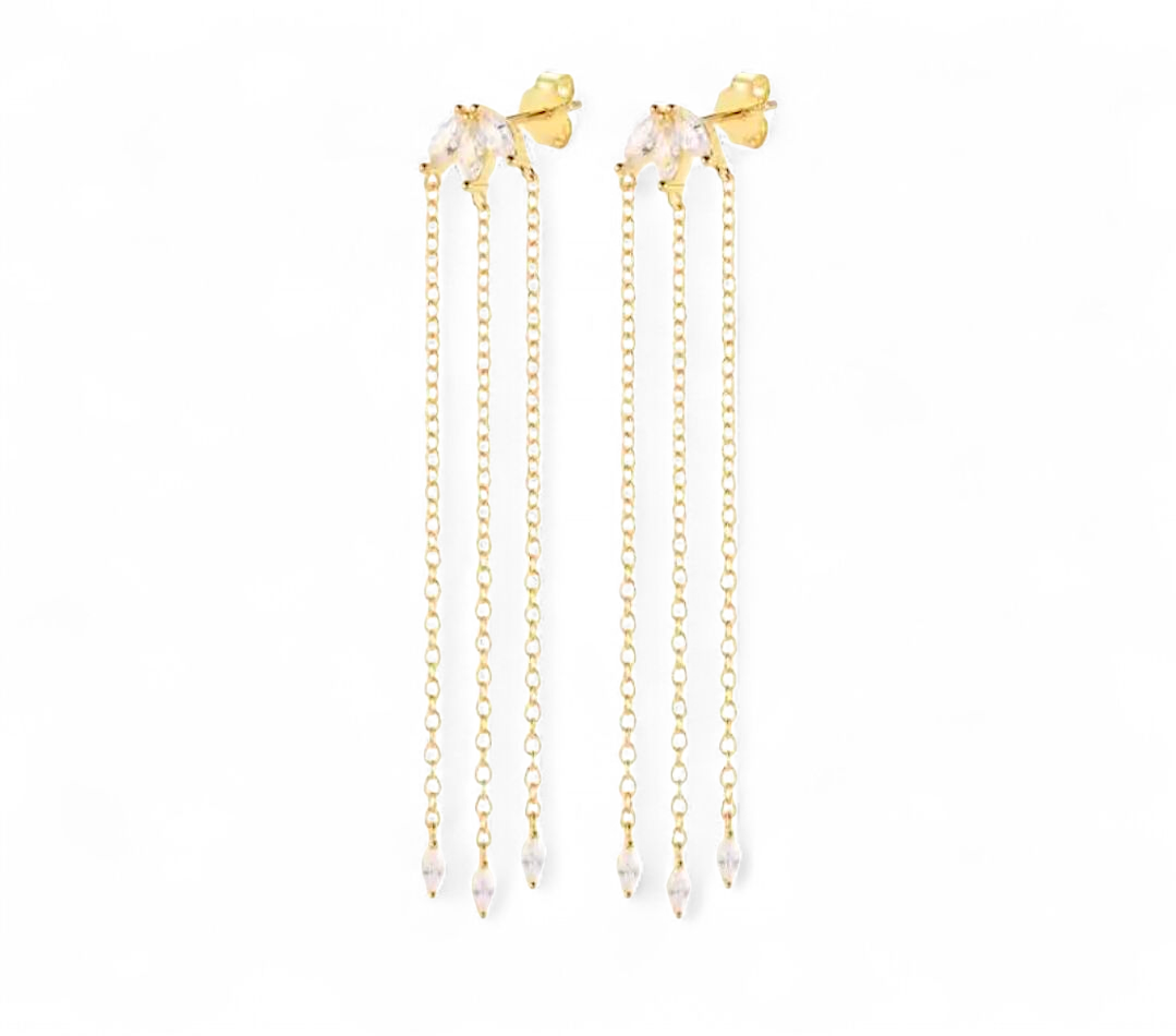 Aros Cascada 6cm Plata 925 – Baño de Oro