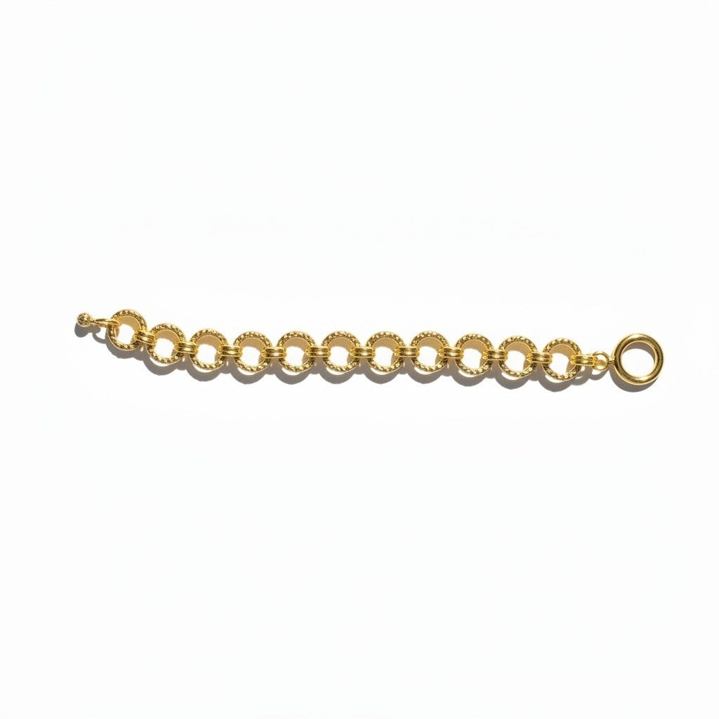 Pulsera Círculos Texturizados – Baño de Oro 18k - Ámbar Joyas