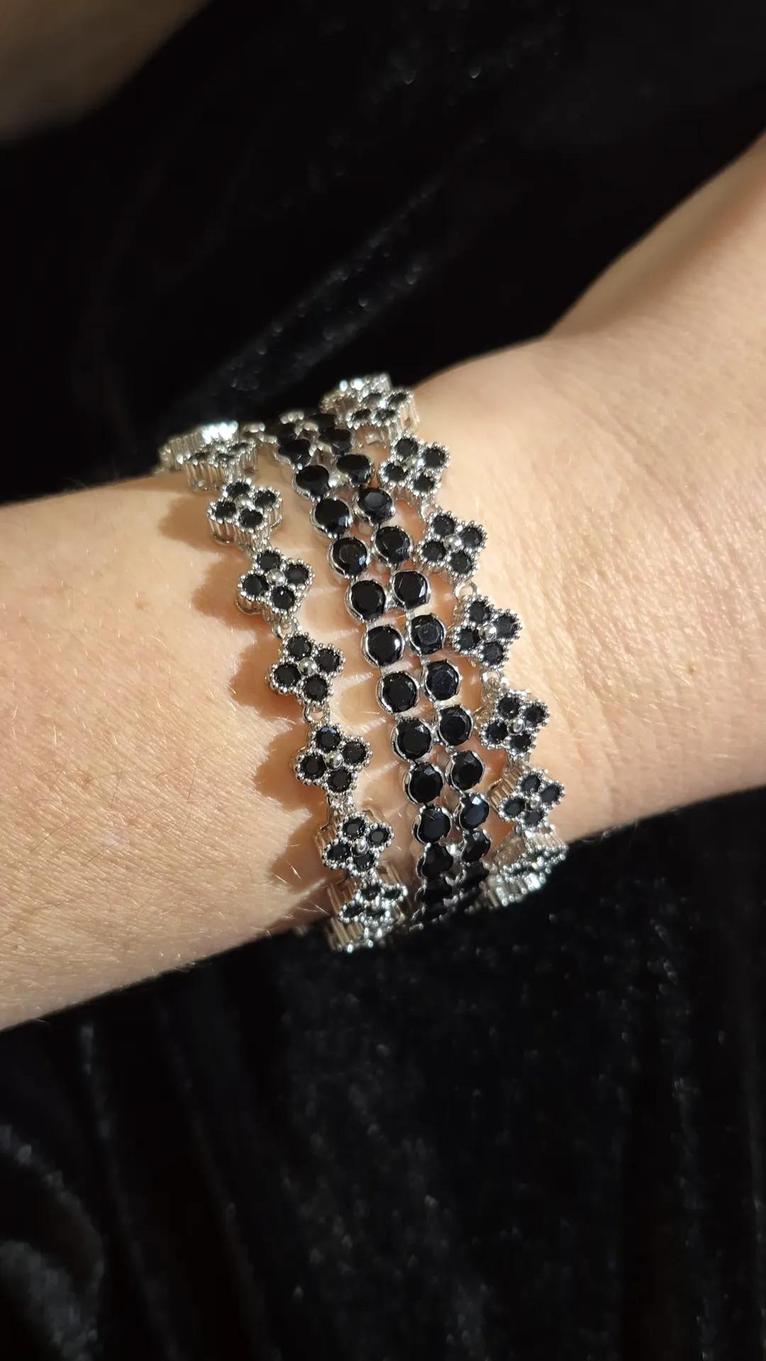 Pulsera Clover Mini Negro Plateado