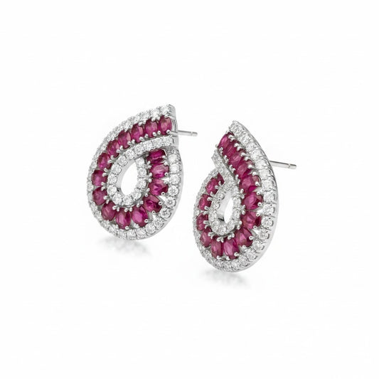 Aros Colgantes Fucsia – Baño de Rodio