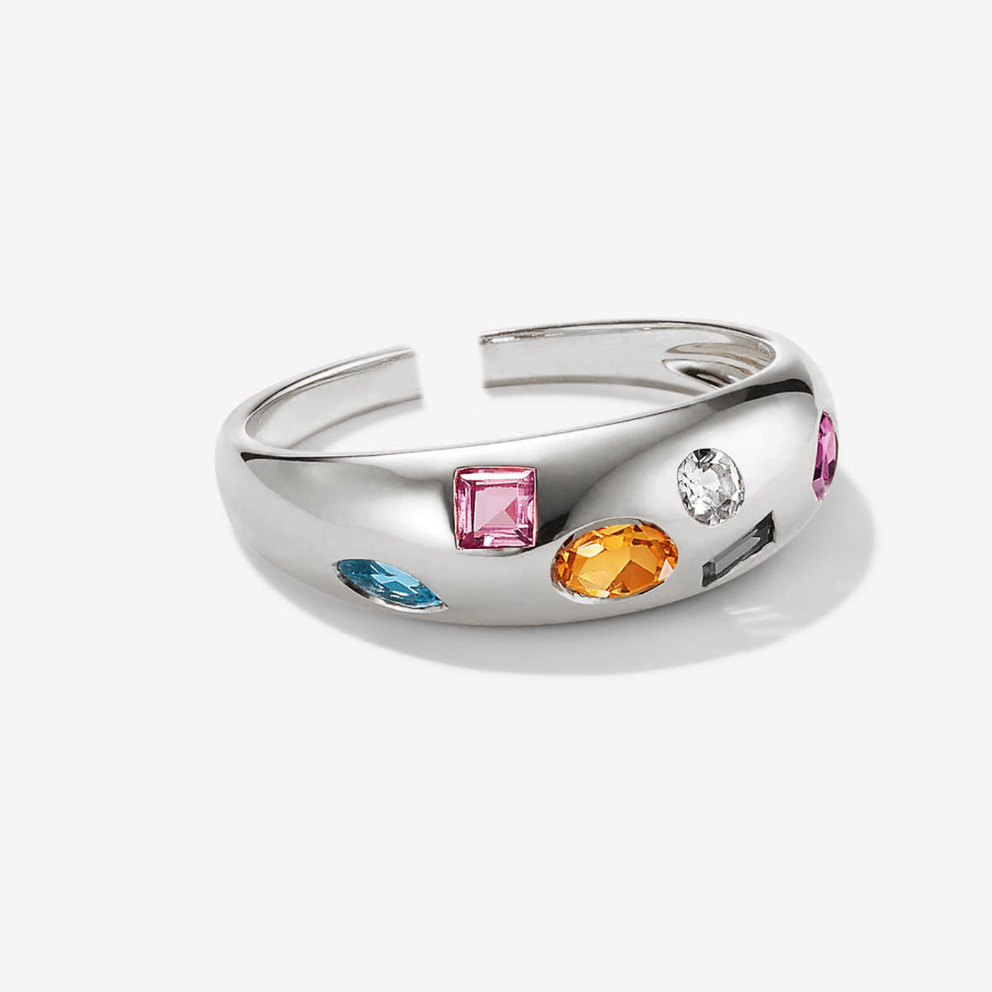 Anillo Ajustable Mix de Colores Plata 925 - Rodio