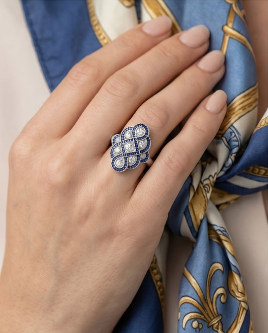 Anillo Vintage Rombo - Baño de Rodio