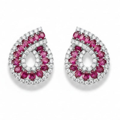 Aros Colgantes Fucsia – Baño de Rodio