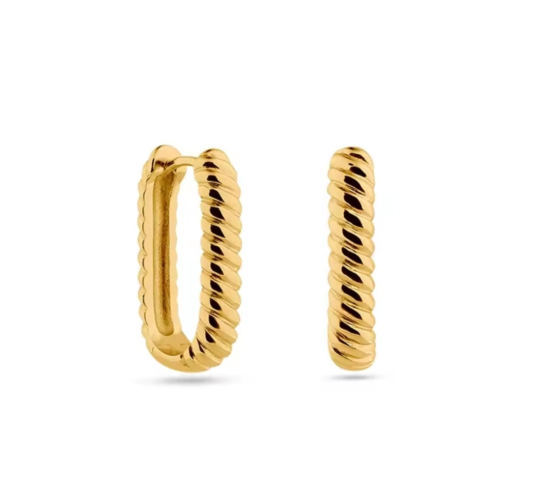 Argollas Trenza Oval 2cm - Baño Oro 18k