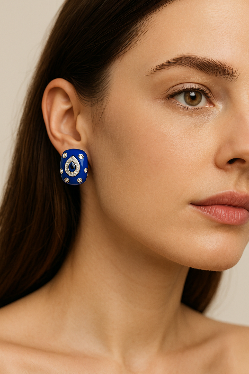 Aros Clip Gota Esmaltados con Circonitas – Plata 925 *
