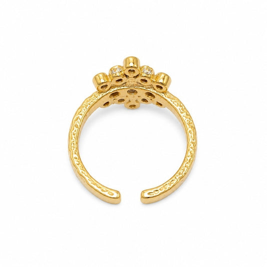 Anillo Ajustable Flor de Circones – Baño de Oro 18k - Ámbar Joyas (foto 2)