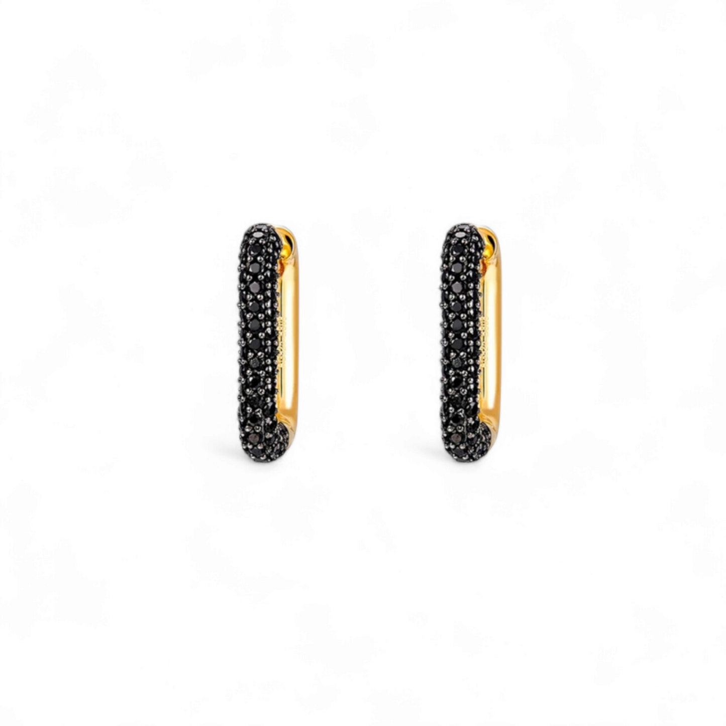 Argollas Oval Circones Negro Dorado