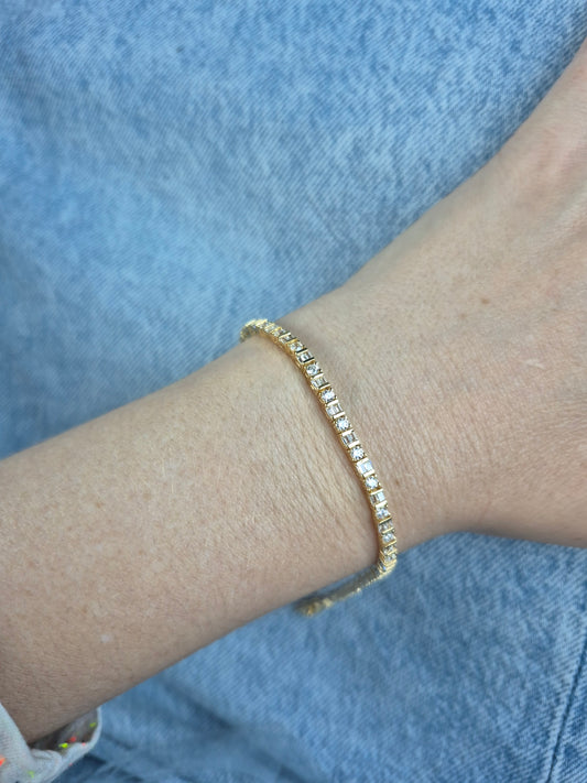Pulsera Tennis Baguetes Plata 925 con Baňo de Oro 18k