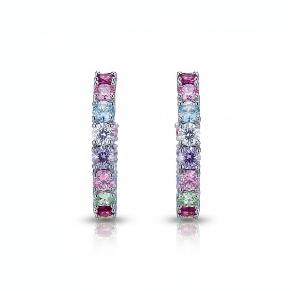 Argollas Multicolor 3cm – Baño de Rodio