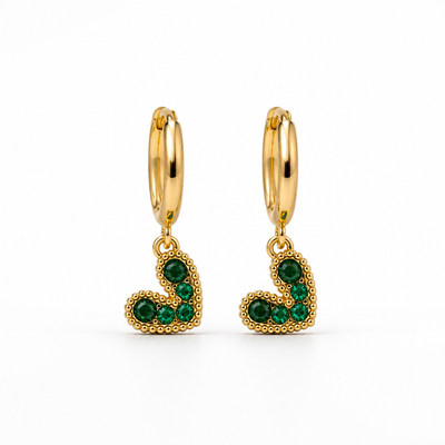 Argollas Corazones Verdes - Baňo de Oro 18k