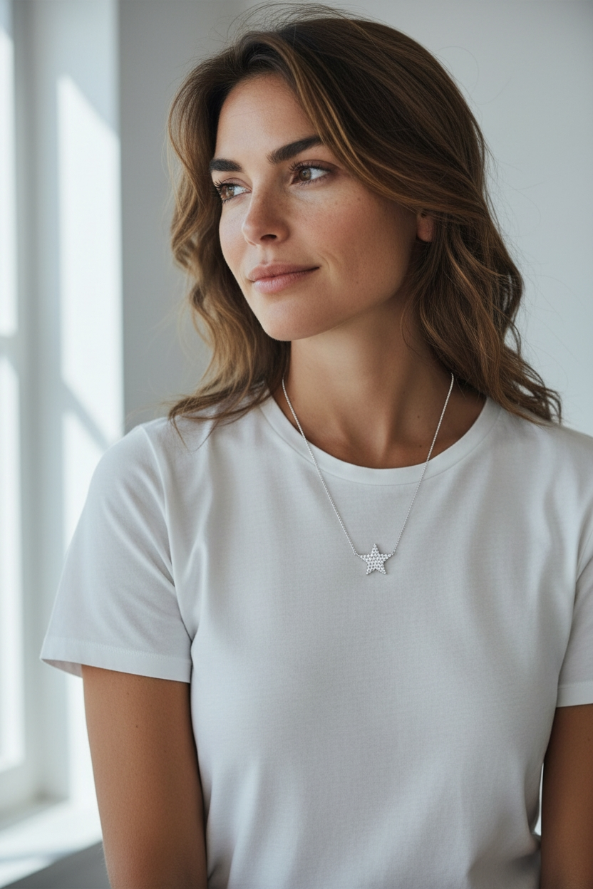 Collar Estrella Pavé - Rodio