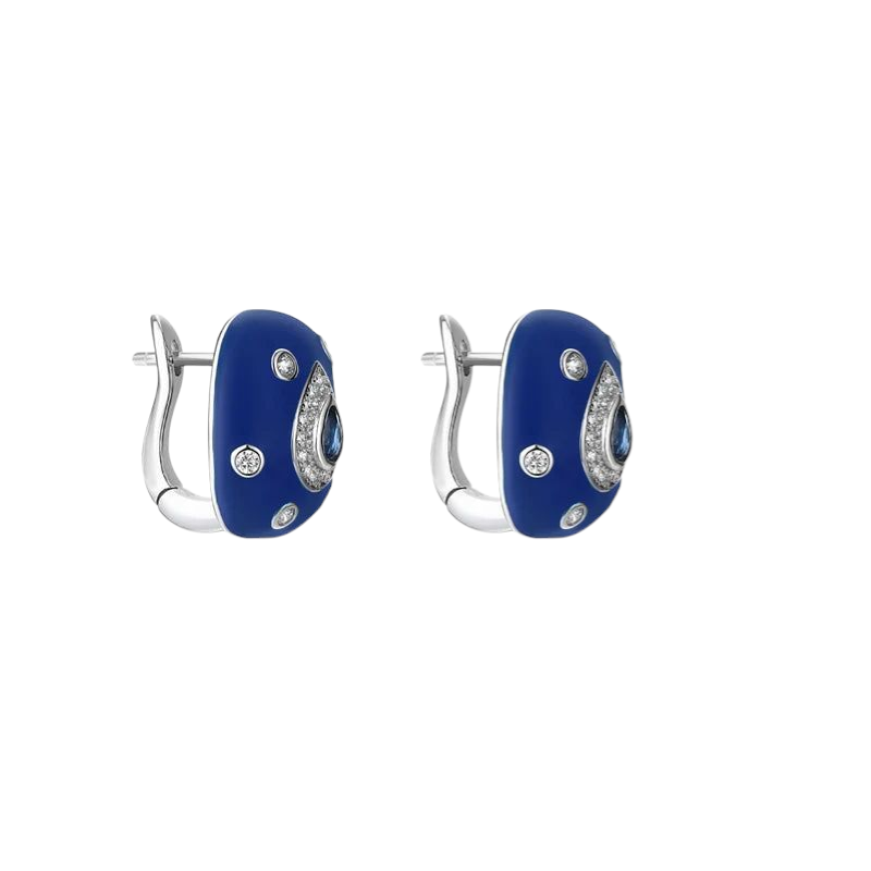 Aros Clip Gota Esmaltados con Circonitas – Plata 925 *