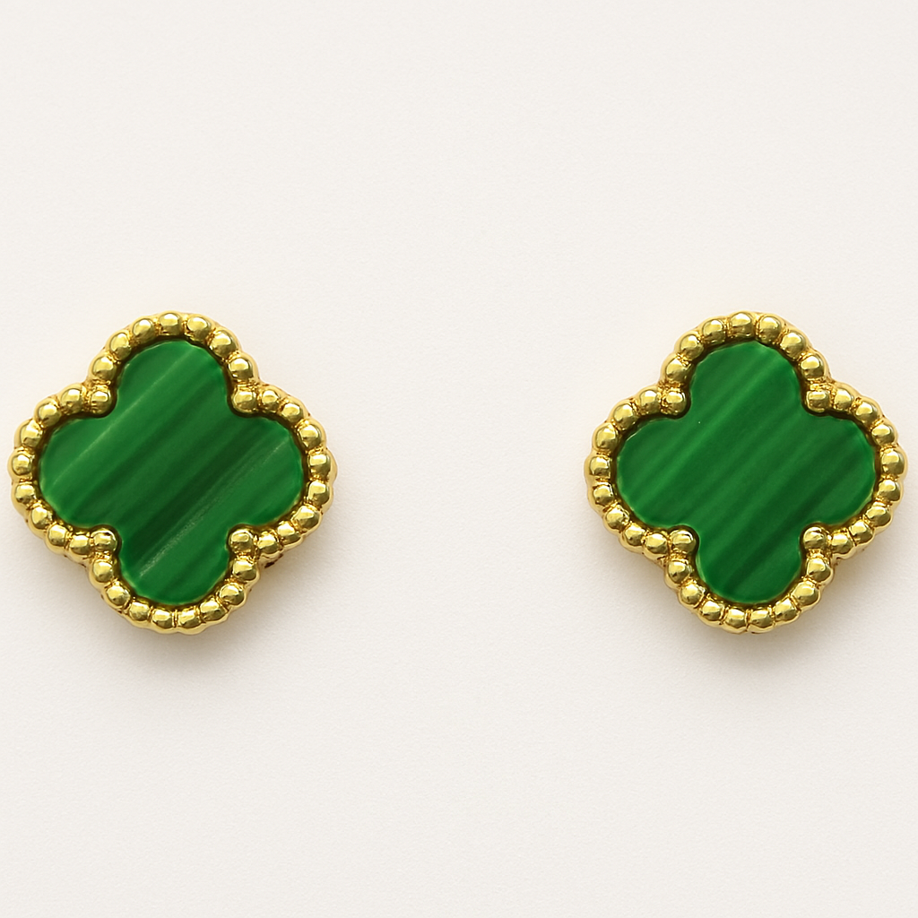 Aros Sweet Clovers Malaquita Trébol Dorado