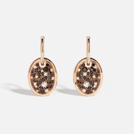 Aros Óvalo Circones Marrón - Baño Rosa Plata 925