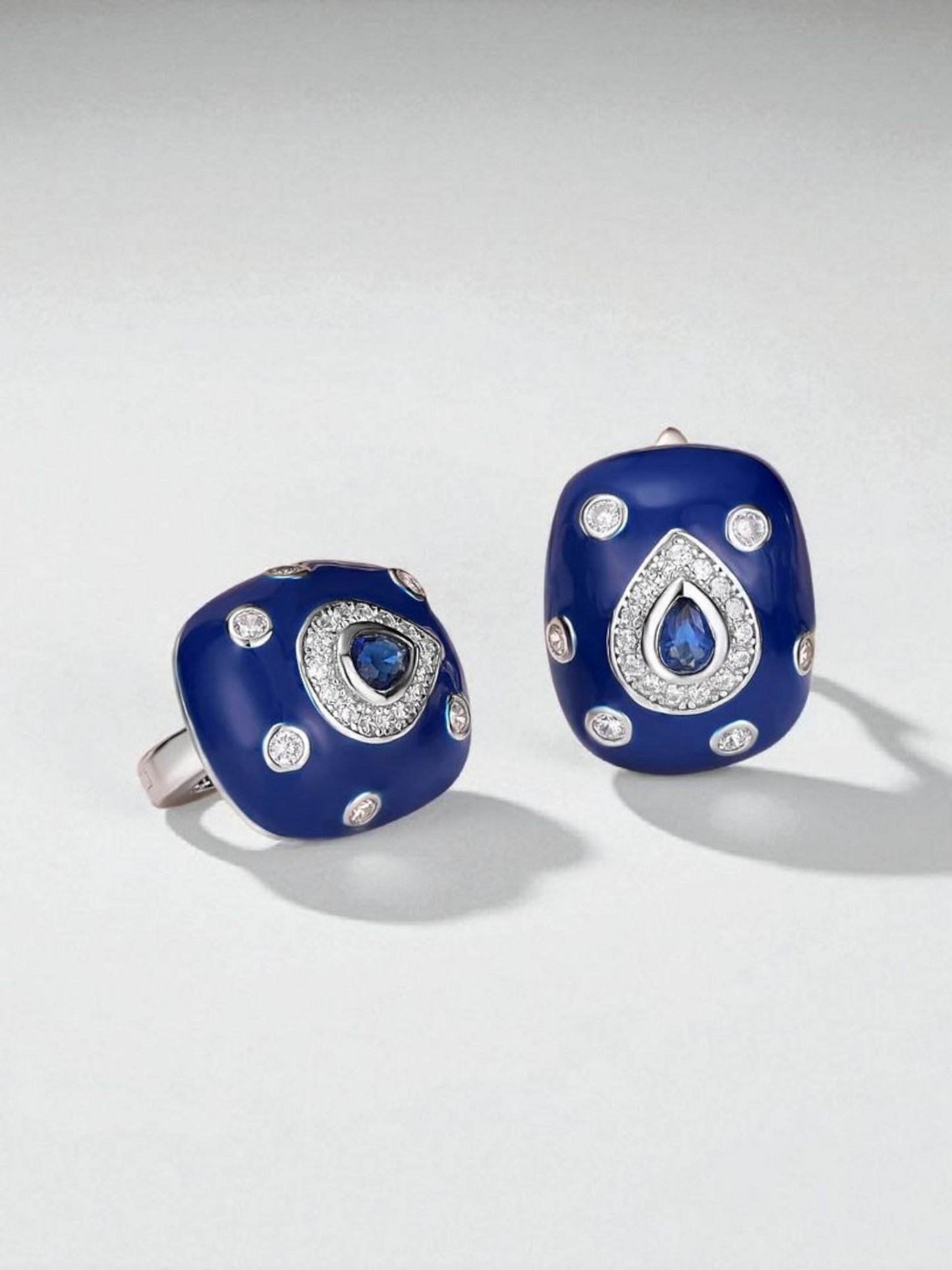 Aros Clip Gota Esmaltados con Circonitas – Plata 925 *