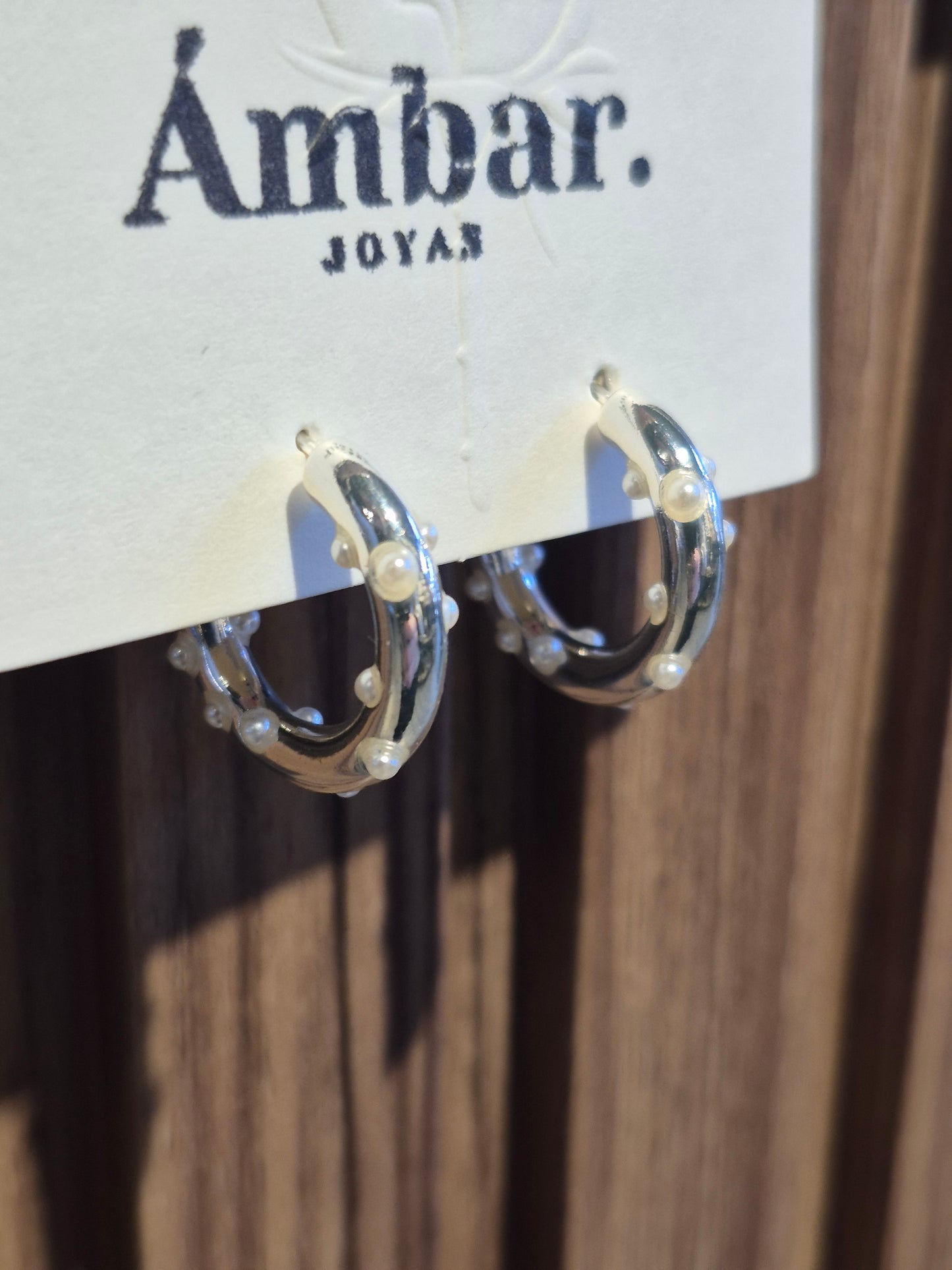 Aros Argollas con Perlas – Baño de Plata
