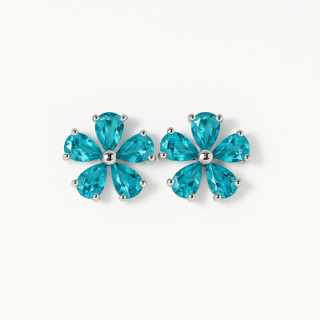 Aros Flores de Circones Turquesa