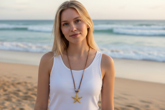 Collar Cuero Cafe - Estrella de Mar