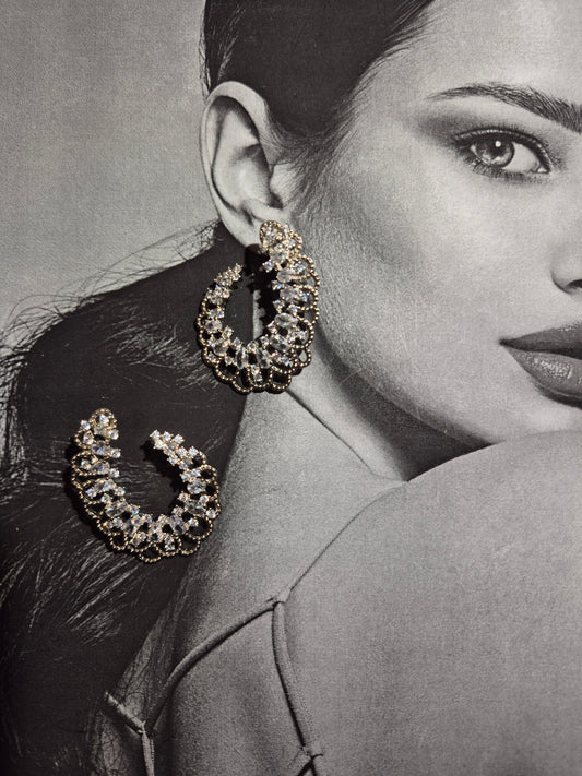 ✨ Aros Encaje Circonias en Rodio – Brillo y Elegancia Atemporal