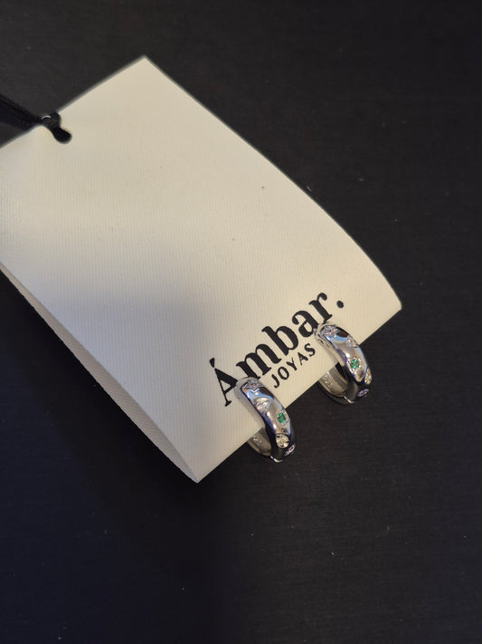 Argollas Circonitas Multicolor - Baño de Rodio