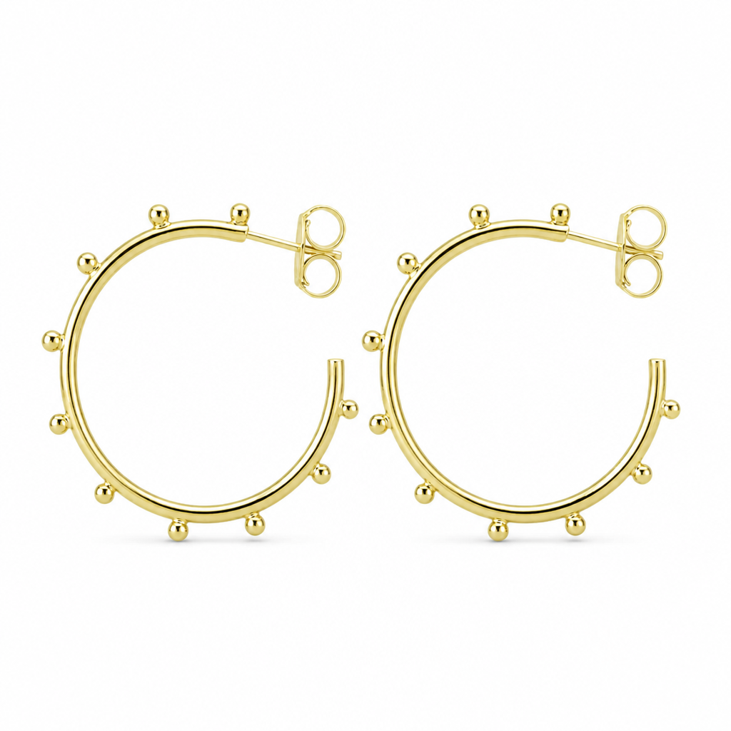 Aros Argolla con Bolitas - Baño de Oro 18k