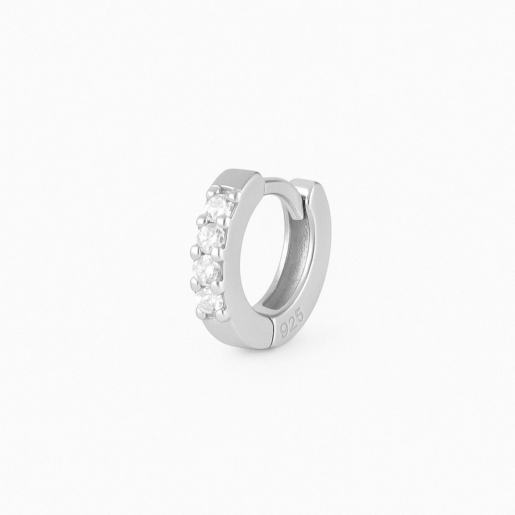 Argolla 6mm Plata 925 con Circonias