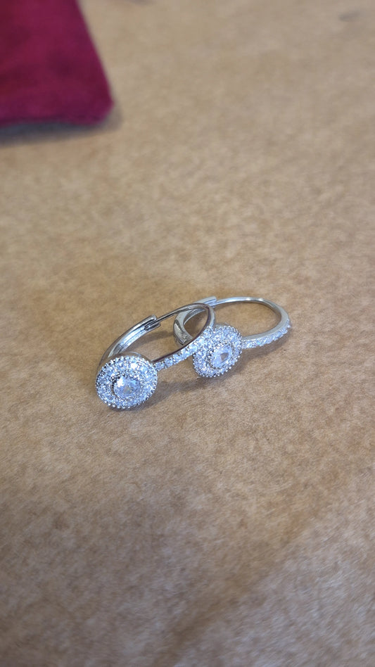 Aros Colgantes Halo en Rodio con Zirconias