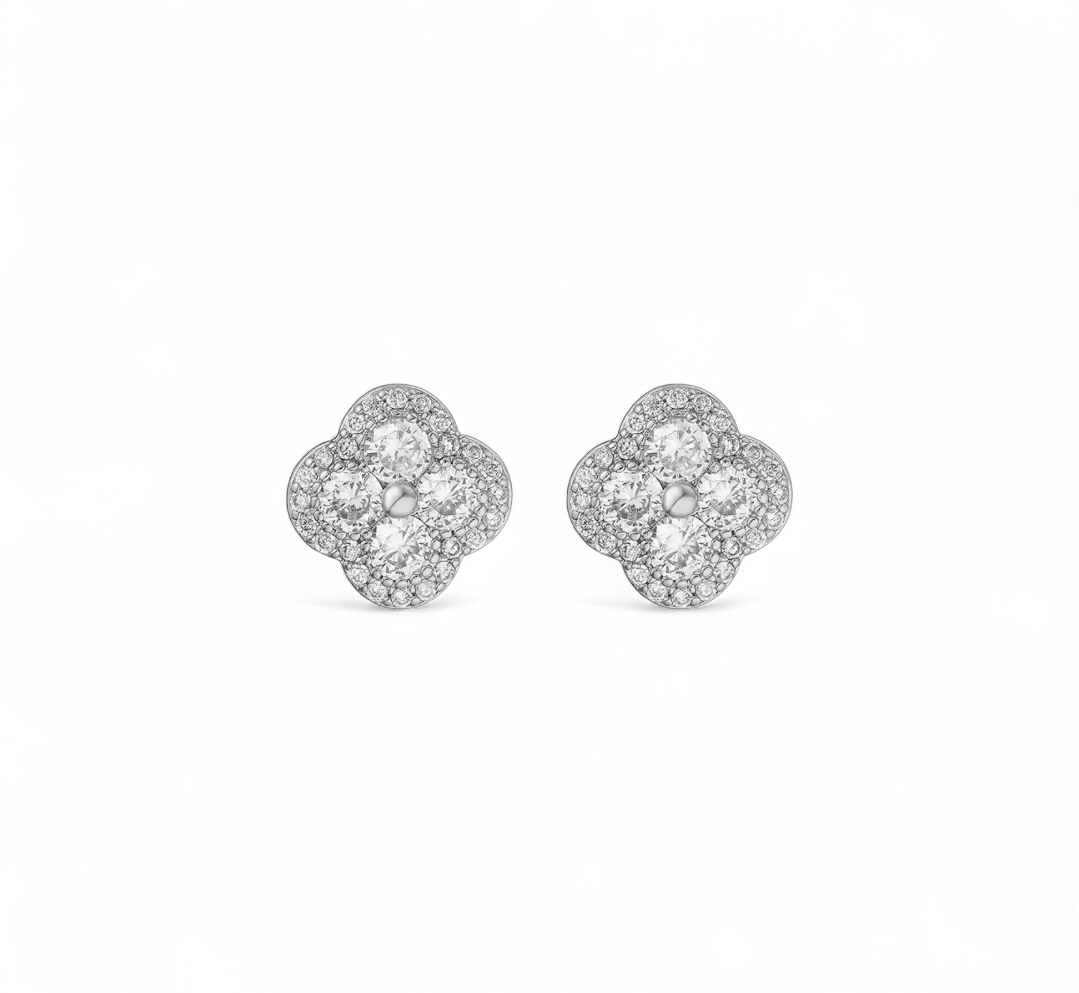 Aros Flor Pavé en Rodio
