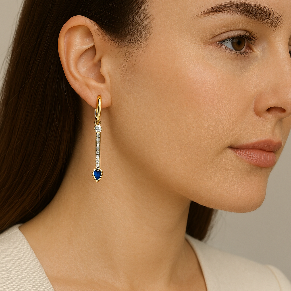 Argollas Gota Larga Azul